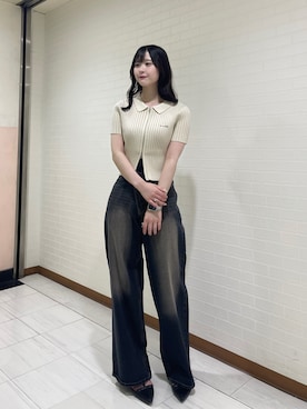 「リブニット」｜Hayashiさん（レディース・157cm）の夏コーディネート
