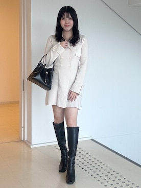 「スカートコーデ」｜「アイテム（ダウンジャケット/コート）」を使った、sayaさん（レディース・153cm）の秋コーディネート