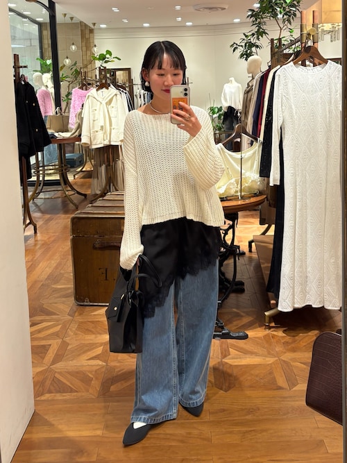 サテンレースアシメキャミ（キャミソール）｜LOUNGEDRESS（ラウンジ