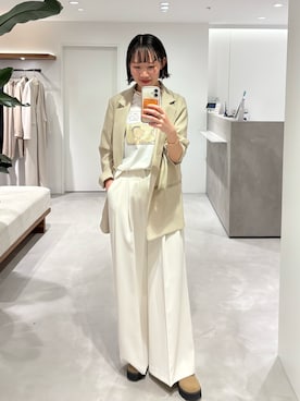 「LOUNGEDRESS（ラウンジドレス）の麻調合繊ジャケット（ジャケット/アウター、ベージュ系）」を使った、yumiii85さん（レディース・161cm）の春コーディネート