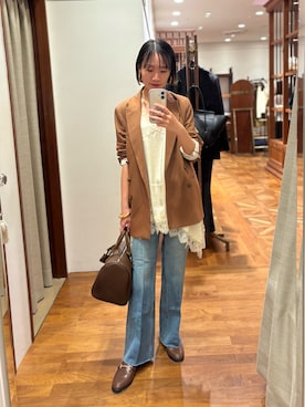 「アイテム（ボストンバッグ）」を使った、yumiii85さん（レディース・161cm）の秋コーディネート