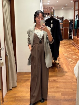 「LOUNGEDRESS（ラウンジドレス）の【＠___kuuu__コラボカラー登場！】Vキャミサロペット（サロペット/オーバーオール）」を使った、yumiii85さん（レディース・161cm）の秋コーディネート