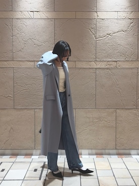 「アイテム（ノーカラーコート）」を使った、yumiii85さん（レディース・161cm）の秋コーディネート