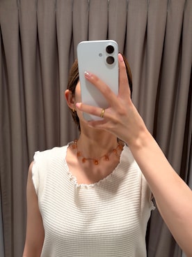 「Sisi Joia（シシジョイア）の『別注』Sisi Joia×URBAN RESEARCH　NOUE NECKLACE（ネックレス、ピンク系）」を使った、Ayumiさん（レディース・156cm）の春コーディネート