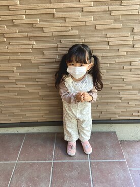 「しまむら（シマムラ）のアイテム（サロペット/オーバーオール）」を使った、chinpan112112112さん（キッズ・100cm）の秋コーディネート