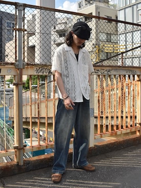 「Noen（ノエン）のペイントバギーデニムパンツ（デニムパンツ）」を使った、wataruさん（メンズ・175cm・20代）の夏コーディネート