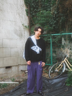 「ワッフル」｜「アイテム（その他シューズ）」を使った、山内智喜さん（メンズ・175cm）の春コーディネート