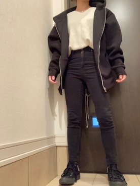 「classicalelf（クラシカルエルフ）のアイテム（パーカー）」を使った、mrnさん（レディース・153cm）の冬コーディネート