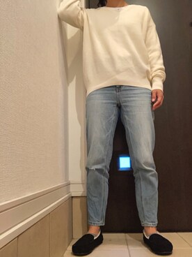 「白ニット」｜「アイテム（スリッポン）」を使った、mrnさん（レディース・153cm）の秋コーディネート