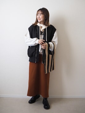 「AS KNOW AS plus（アズノゥアズプラス）のアイテム（ニットキャップ/ビーニー）」を使った、omi*さん（レディース・161cm）の秋コーディネート
