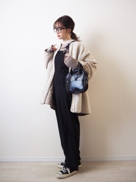 「rectangle（レクタングル）のアイテム（ノーカラージャケット）」を使った、omi*さん（レディース・161cm）の冬コーディネート