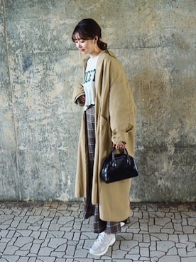 「select MOCA（セレクトモカ）のアイテム（ステンカラーコート）」を使った、omi*さん（レディース・161cm）の秋コーディネート