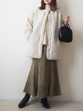 「rectangle（レクタングル）のアイテム（ノーカラージャケット）」を使った、omi*さん（レディース・161cm）の秋コーディネート