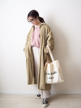 「select MOCA（セレクトモカ）のアイテム（ステンカラーコート）」を使った、omi*さん（レディース・161cm）の冬コーディネート