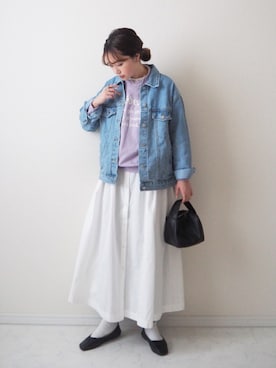 「GRL（グレイル）のアイテム（デニムジャケット）」を使った、omi*さん（レディース・161cm）の春コーディネート