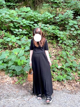 「NIKE（ナイキ）のアイテム（サンダル、ブラック系）」を使った、ka__raさん（キッズ・80cm）の夏コーディネート