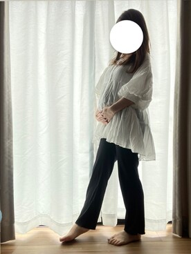「GU（ジーユー）のアイテム（パンツ、ブラック系）」を使った、ka__raさん（キッズ・80cm）の秋コーディネート