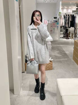 「ケーブルニット」｜saeさん（レディース・159cm）の冬コーディネート