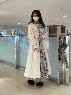 「トレンチ」｜「アイテム（ワンピース/ドレス）」を使った、saeさん（レディース・159cm）の春コーディネート