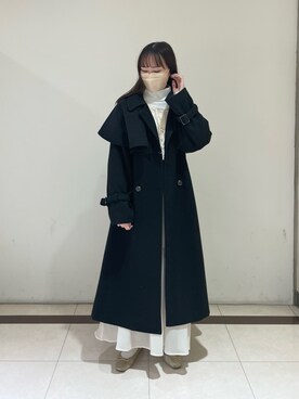 「ケープコート」｜「アイテム（ステンカラーコート）」を使った、saeさん（レディース・159cm）の冬コーディネート