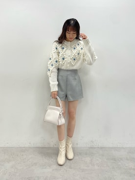 「刺繍ニット」｜saeさん（レディース・159cm）の秋コーディネート