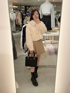 「キルティングバッグ」｜「アイテム（ブルゾン）」を使った、saeさん（レディース・159cm）の冬コーディネート