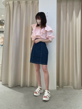 「one after another NICE CLAUP（ワンアフターアナザーナイスクラップ）のスニーカー底グルカサンダル（サンダル）」を使った、saeさん（レディース・159cm）の夏コーディネート