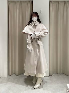 「ケープコート」｜「アイテム（ステンカラーコート）」を使った、saeさん（レディース・159cm）の冬コーディネート