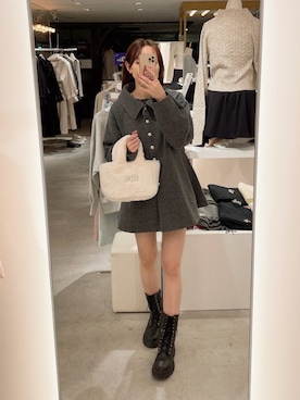 「one after another NICE CLAUP（ワンアフターアナザーナイスクラップ）のアイテム（ステンカラーコート）」を使った、saeさん（レディース・159cm）の冬コーディネート