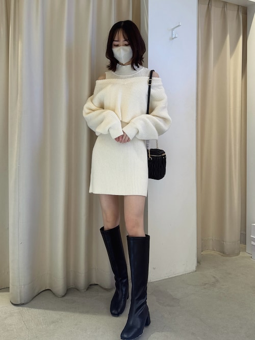 【新品未使用】NICE CLAUP シアーリボン付き2wayロングブーツ セール】シアーリボン付き2wayロングブーツ（ブーツ）｜one