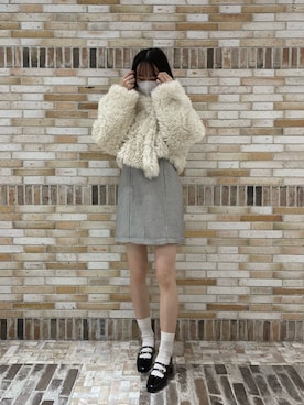 「ファーアウター」｜「アイテム（その他アウター）」を使った、saeさん（レディース・159cm）の秋コーディネート