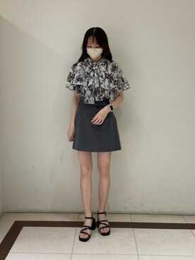 「one after another NICE CLAUP（ワンアフターアナザーナイスクラップ）の2way/ボウタイフレアスリーブブラウス（シャツ/ブラウス）」を使った、saeさん（レディース・159cm）の夏コーディネート