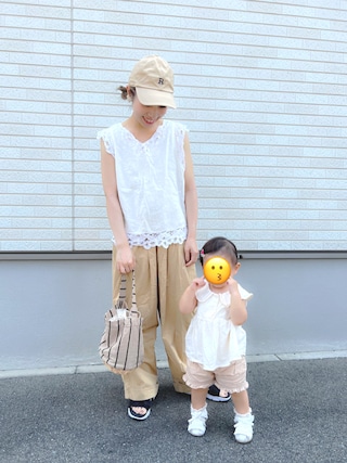 sm2 バテンレースノースリーブブラウス バテンレースパンツ 2点セット キナリ Samansa Mos2（サマンサ モスモス）の「バテンレース