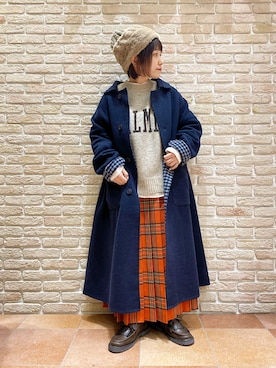 「ロゴニット」｜「アイテム（その他）」を使った、む ら ま つさん（レディース・148cm）の冬コーディネート