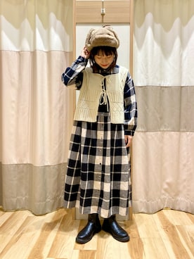 「サマンサ モスモス(Samansa Mos2)」｜「アイテム（キャップ）」を使った、む ら ま つさん（レディース・148cm）の冬コーディネート