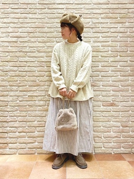 「Samansa Mos2 blue」｜「アイテム（キャップ）」を使った、む ら ま つさん（レディース・148cm）の秋コーディネート