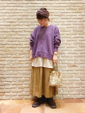 「アイテム（アンサンブル、パープル系）」を使った、む ら ま つさん（レディース・148cm）の秋コーディネート
