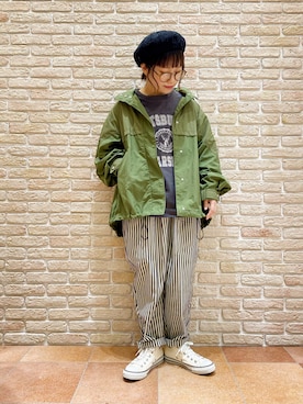 「サマンサ モスモス(Samansa Mos2)」｜「アイテム（マウンテンパーカー）」を使った、む ら ま つさん（レディース・148cm）の春コーディネート