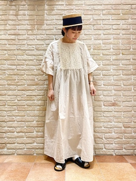 「Samansa Mos2（サマンサ モスモス）のモチーフレースワンピース（ワンピース）」を使った、む ら ま つさん（レディース・148cm）の春コーディネート