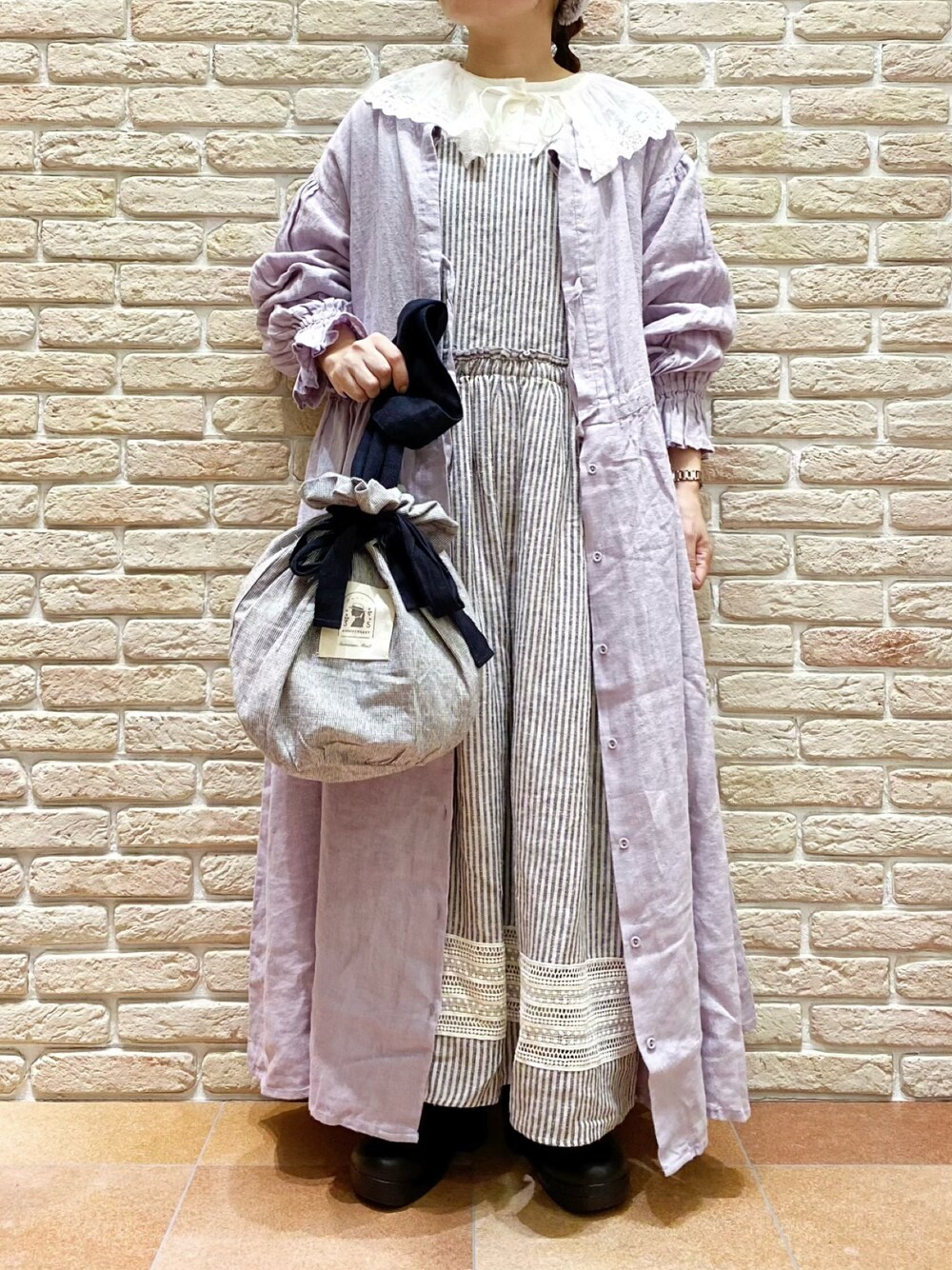「ワンピース、レース、レイヤードスタイル、SM2、低身長、大人ガーリー、サマンサ モスモス(Samansa Mos2)、Samansa Mos2、35周年、kazumiさんコラボ」｜「Samansa Mos2のアイテム（シャツ/ブラウス、ホワイト系）」を使った、む ら ま つさん（レディース・148cm）の秋コーディネートの1枚目の写真