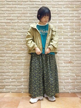 「サマンサ モスモス(Samansa Mos2)」｜「アイテム（マウンテンパーカー）」を使った、む ら ま つさん（レディース・148cm）の春コーディネート