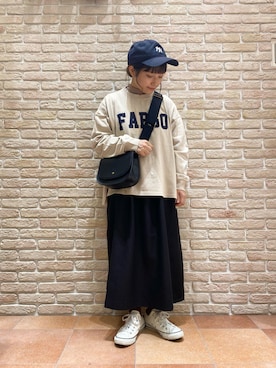 「サマンサ モスモス(Samansa Mos2)」｜「アイテム（キャップ）」を使った、む ら ま つさん（レディース・148cm）の秋コーディネート