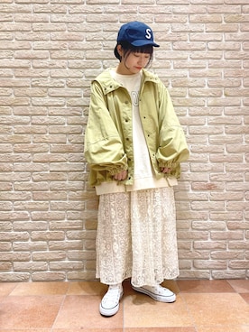 「サマンサ モスモス(Samansa Mos2)」｜「アイテム（マウンテンパーカー）」を使った、む ら ま つさん（レディース・148cm）の春コーディネート