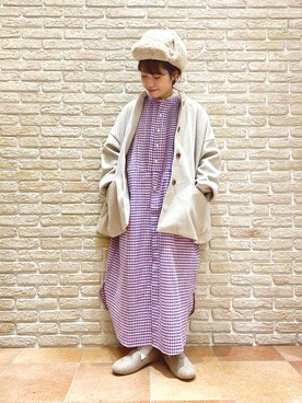 「チェック柄に恋してる」｜「アイテム（シャツワンピース）」を使った、む ら ま つさん（レディース・148cm）の冬コーディネート