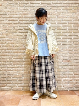 「サマンサ モスモス(Samansa Mos2)」｜「アイテム（マウンテンパーカー）」を使った、む ら ま つさん（レディース・148cm）の春コーディネート