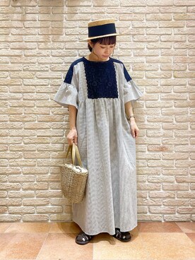 「Samansa Mos2（サマンサ モスモス）のモチーフレースワンピース（ワンピース）」を使った、む ら ま つさん（レディース・148cm）の春コーディネート