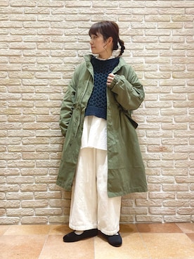 「サマンサ モスモス(Samansa Mos2)」｜「アイテム（モッズコート）」を使った、む ら ま つさん（レディース・148cm）の冬コーディネート