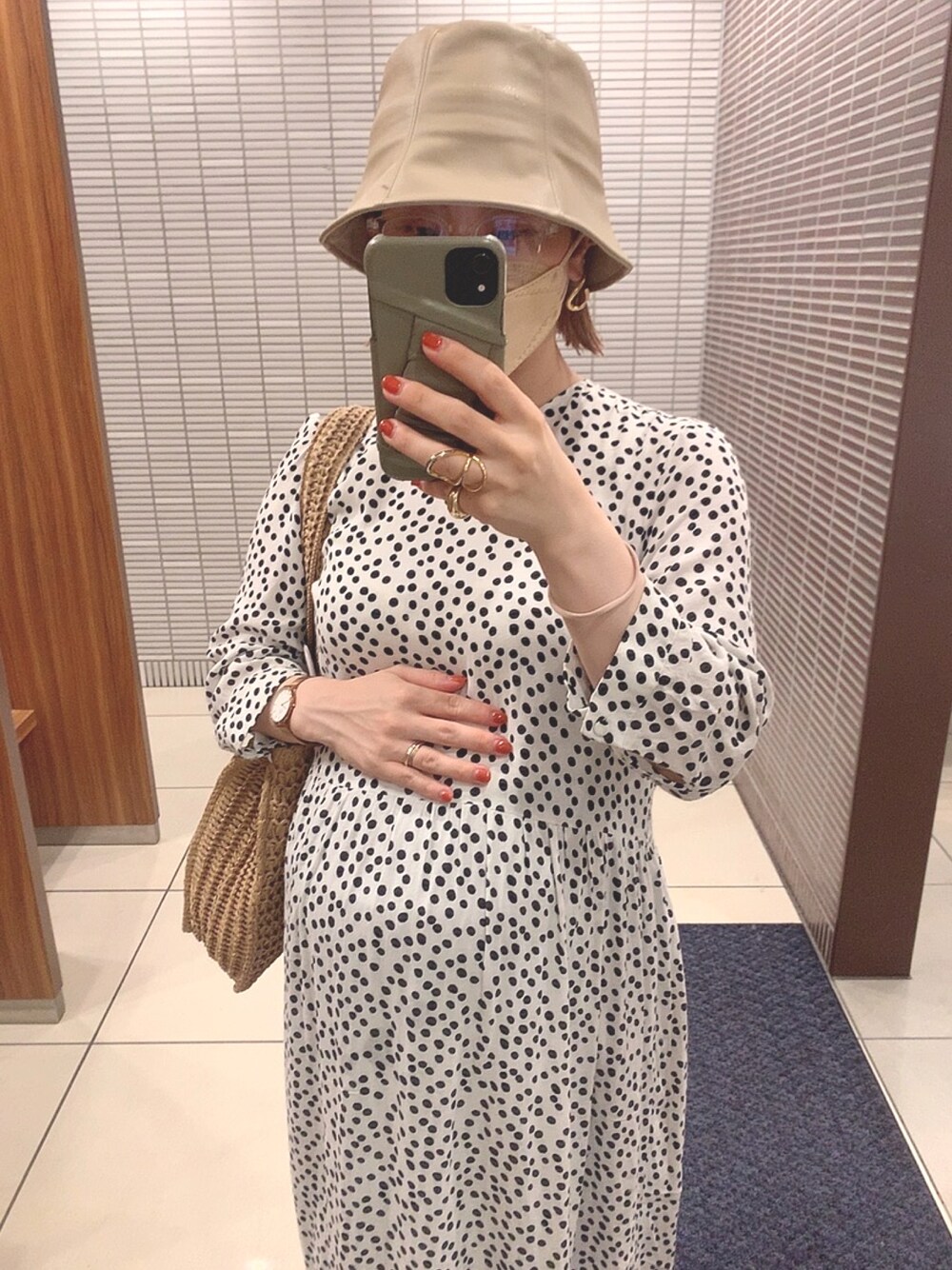 「マタニティ」｜「BEAMSのアイテム（帽子、ベージュ系）」を使った、mojoさん（レディース・157cm）の夏コーディネートの1枚目の写真