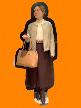 「Settimissimo（セッティミッシモ）のアイテム（ライダースジャケット）」を使った、田中 優実子さん（レディース・154cm）の秋コーディネート