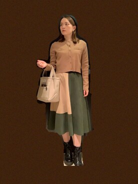 「SHEL’TTER（シェルター）のアイテム（ハンチング/ベレー帽）」を使った、田中 優実子さん（レディース・154cm）の秋コーディネート